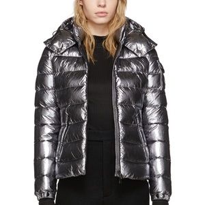 Moncler Silver Puffer Jacket Size 00